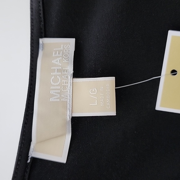 NWT Michael Kors Black Bronze Gold Sparkly Sequin Sleeveless V Neck Top Size L - Picture 7 of 9